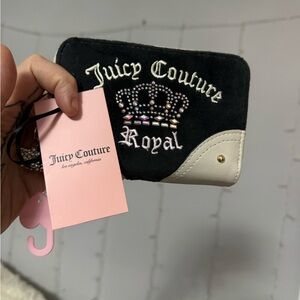 Juicy Couture Royal Embellished Black & Cream Wallet NWT